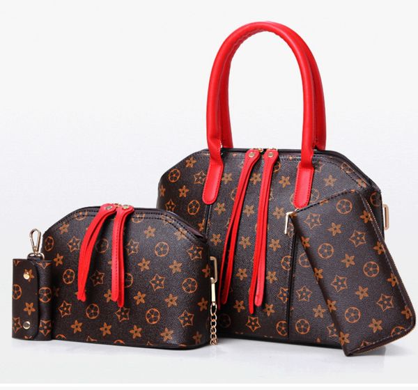 

crossbody bags for women 3 pcs/set bags pu leather handbag women large tote shoulder bag handbag+messenger bag+purse