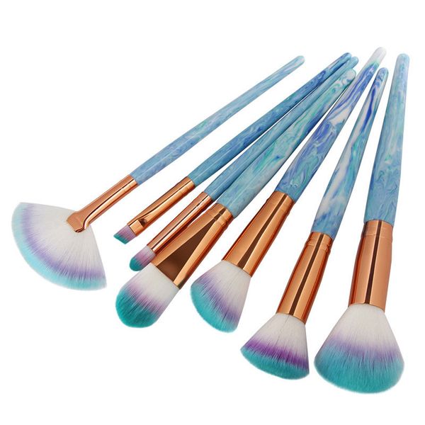 

rakado 7pcs синий ручка моды кисти для макияжа наборы профессиональный набор кистей для макияжа тени для век помада blending брови новые инс