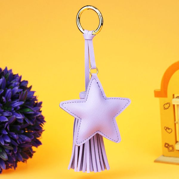 

fashion leather keychain tassels stars bag accessories gift for kids woman 4 colors 100pcs/lot, Silver