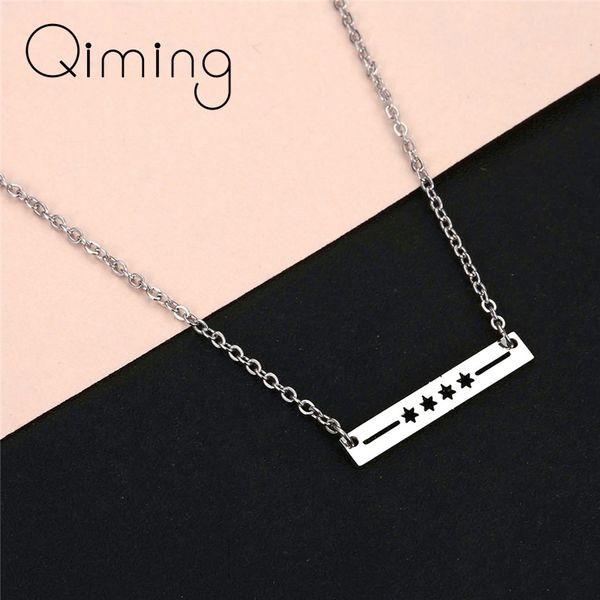 

fashion chicago necklaces for women chicago flag necklace men jewelry dainty usa necklace birthday party gift, Silver