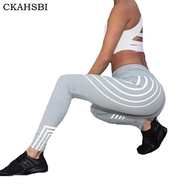 

ckahsbi yoga leggings stripes shiny fitness yoga pants black tights sportswear tracksuit for women female night light plus size, White;red