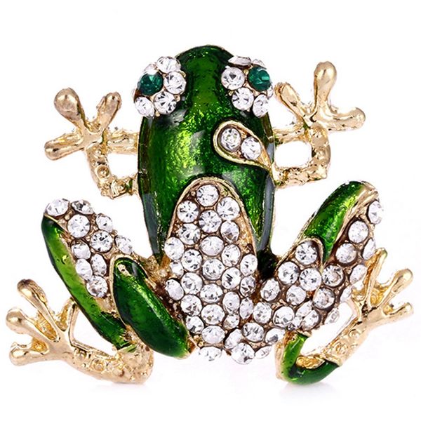 

rhinestone green frog brooch cute animal brooch pin women men dress coat accessories, Gray