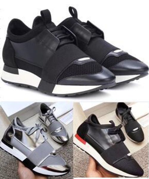

fashion designers sneaker men women casual shoes genuine leather mesh pointed race runner shoes outdoors trainers with box big 33, Black