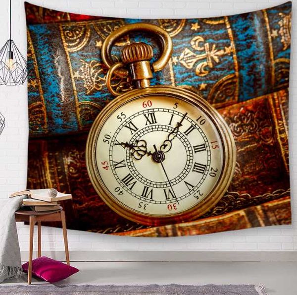 

vintage retro clock decorative tapestries bathroom outdoor tapestry wall hanging sheet picnic cloth home decor tablecloth