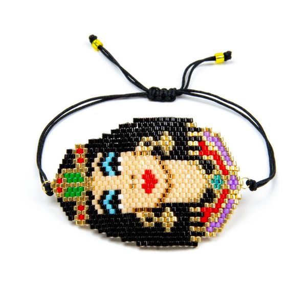 

miyuki bracelets for women egypt queen figure totem seed beads bracelets gold color chain handmade fashion jewelry gift pulsera, Black