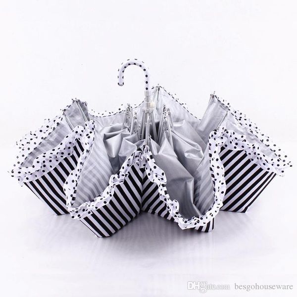 

black white stripe lipstick print umbrellas curved handle lace umbrella travel creative folding uv sunny and rainy umbrella gift bc bh0875
