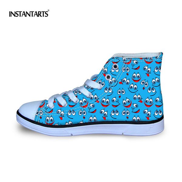 

instantarts kawaii cartoon printed kids sneakers lace up breathable high canvas sport shoes girls boys comfort walking shoes