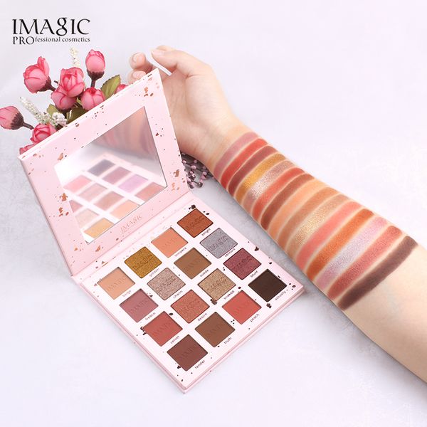 

imagic 16 color eyeshadow shimmer matte palette натуральные тени для век nude smoky теплый пигмент макияж палитра pro женский косметический