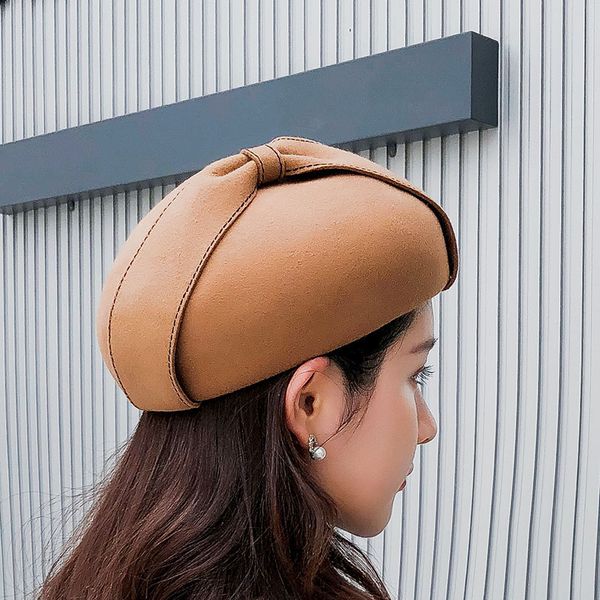 

bingyuanhaoxuan sell 2018 fashion new women wool fedoras solid england butterfly female berets elegant 100%wool hat, Blue;gray