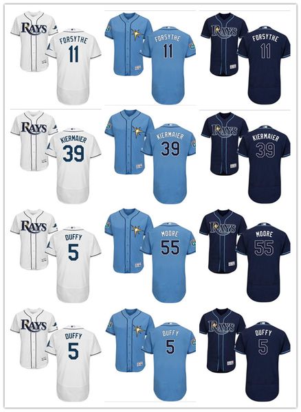 

custom men's women youth tampa bay jersey #5 matt duffy 11 logan forsythe 39 kevin kiermaier 55 matt moore blue white baseball jerseys, Blue;black