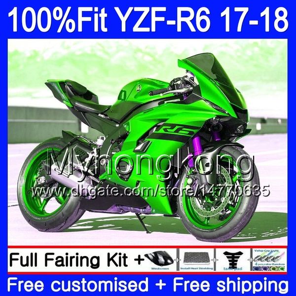 Kit de injeção para YAMAF YZF600 luz verde quente YZF R6 YZF 600 YZF-R6 17 18 248HM.37 YZF R 6 YZF-600 YZFR6 2017 2018 Corpo Carenagem + 7 Presentes