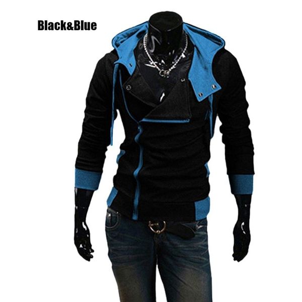 

men hoodies tracksuit sweatshirt casual men's coat long sleeves zipper autumn spring pullover hoodies, Black