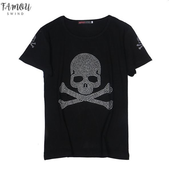 

drilling printing short sleeve t shirt women floral summer clothes 2020 new fashion loose cotton pullovers o neck t shirts c1042, White