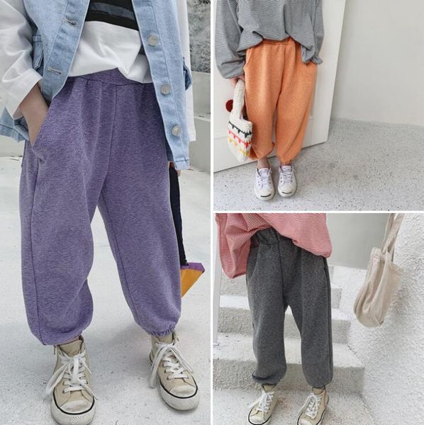 

2019 korea style wholesale girls boys harem pants autumn cotton fashion kids pants 2-7t hw257, Blue