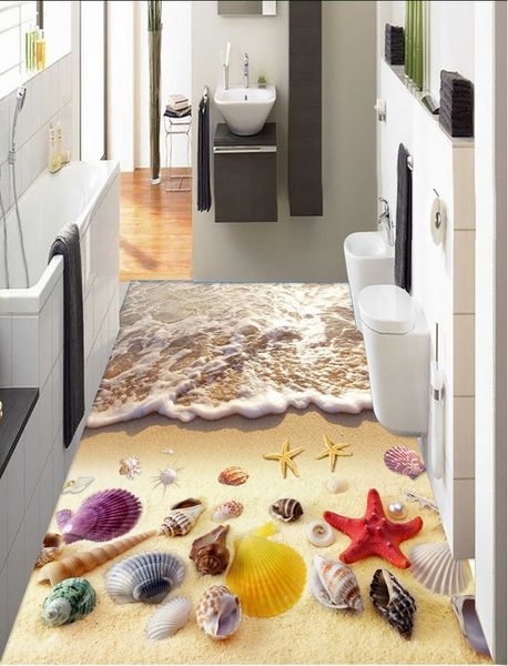 

самоклеящийся] 3d пляж 9865456 пол обои настенная печать наклейка настенные росписи