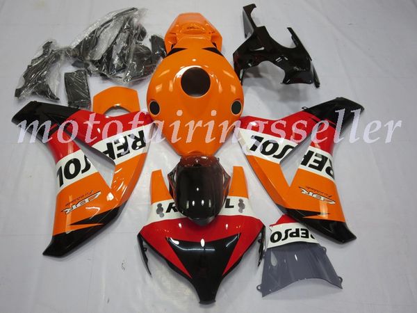 

oem quality new abs full fairings kits fit for honda cbr1000rr (2008 2009 2010 2011) cbr1000rr 08 09 10 11 bodywork set red white orange no7