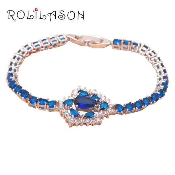 

rolilason classic gift for mother's day women navy blue zircon silver charm bracelets health fashion jewelry tb440, Black