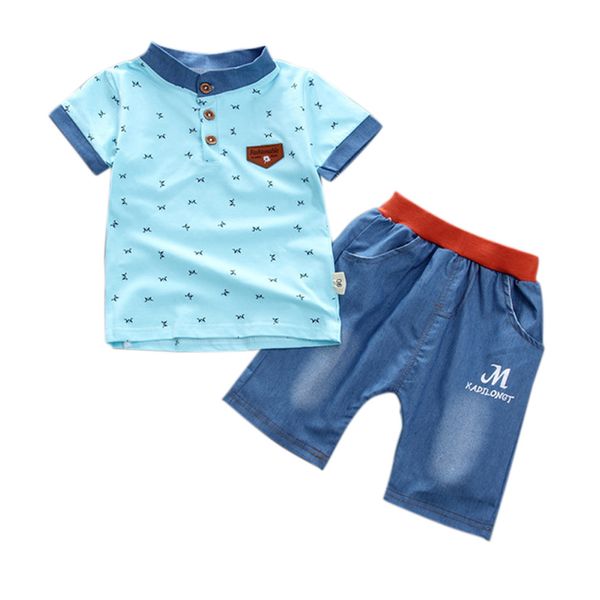 

kids boys with pants print short sleeve t-shirt cotton soft breathable clothing set 998, White