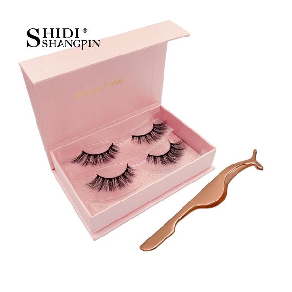 

shidishangpin 2 pairs eyelashes+1 piece eyelash tweezers hand made mink eyelashes strip 3d lashes makeup false eyelashes kit #8
