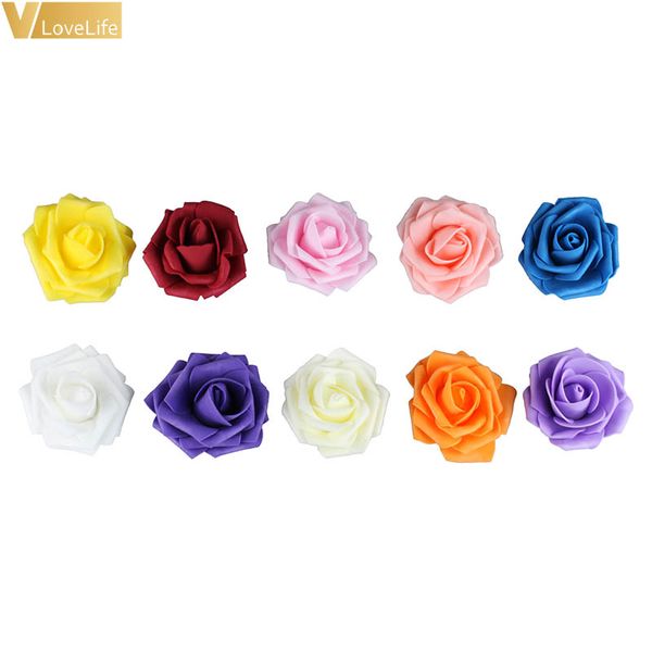 

100pcs pe foam rose artificial flower head pe rose bear accessories decoration valentine's day gift 7cm for wedding party