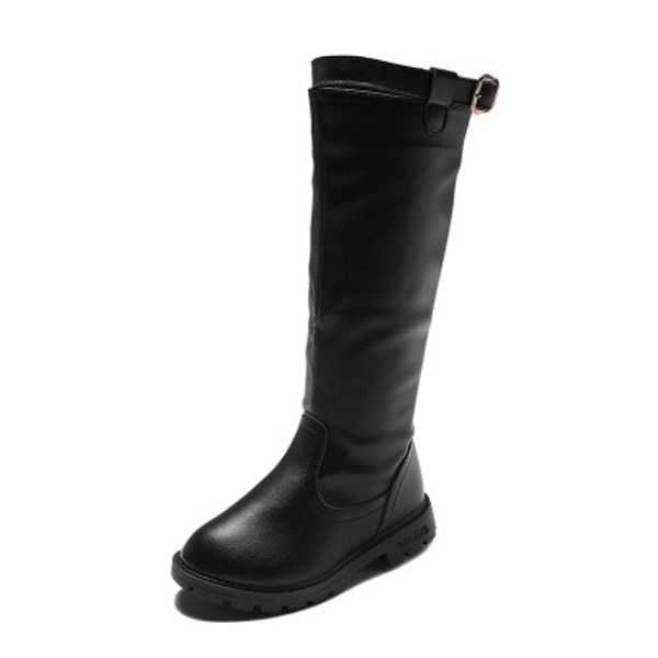 

kid designer boots girls luxury high boots winter warm leather boots children solid solor shoes new fashion style 2 colors on sale, Black;grey