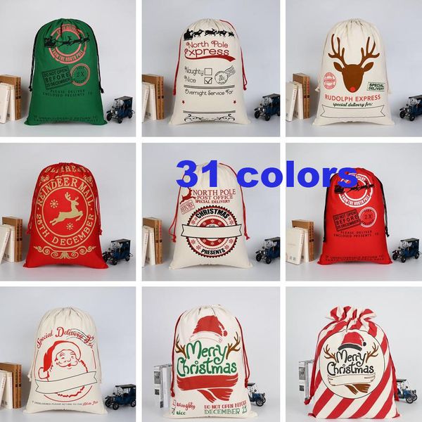 

girl christmas gift bags 31 colors fashion large heavy canvas candy handbags creative kids santa drawstring bag an2572