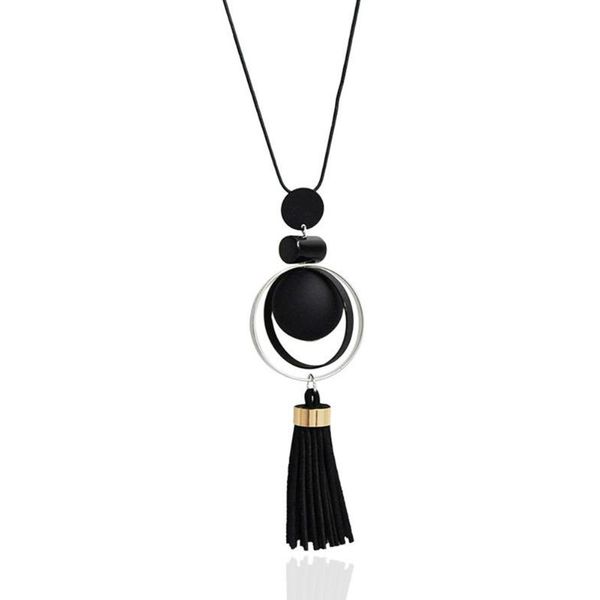 

long tassel jewelry pendant beads necklace wood sweater chain, Silver