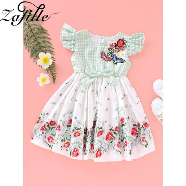 

zafile summer floral flare sleeve dress baby girl clothes kids toddler girls clothing princess dress baby kids toddler sundress, Red;yellow