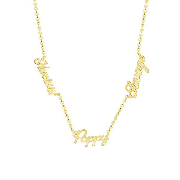 

custom name necklace stainless steel gold chain choker personalized pendant three name necklace jewelry gift for boyfriend, Silver