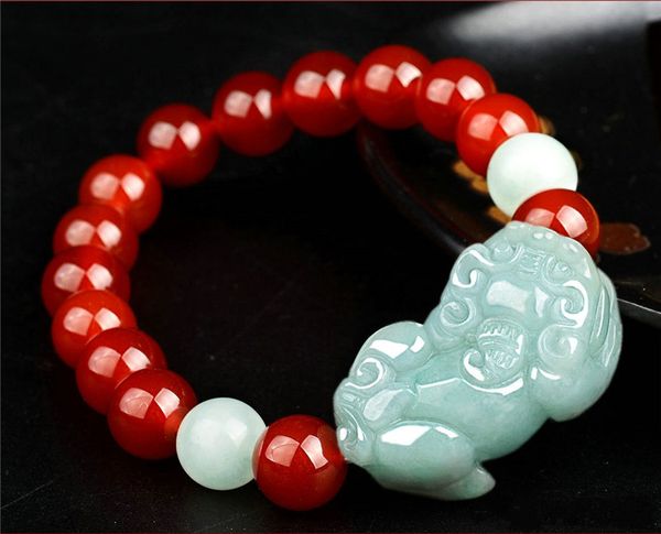 

natural yu a stone pixiu bracelet new cute handmade carved with red/black beads women men's gift bracelets yu jewelry