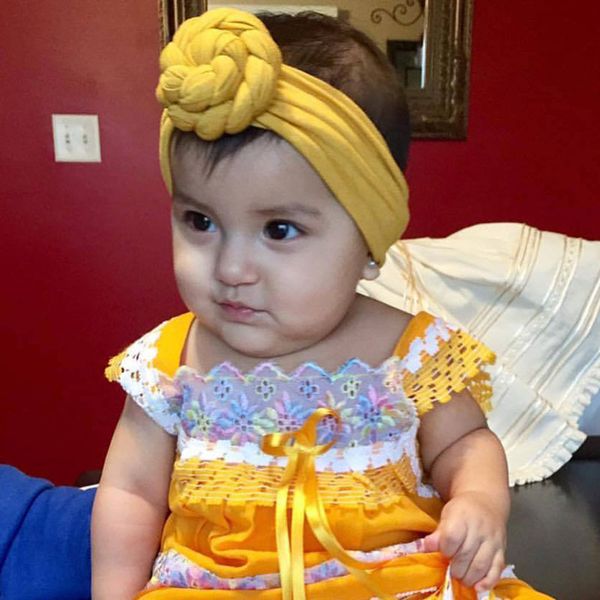 

new baby cotton headband kids girls infant newborn turban knot head wrap hair accessories ing, Slivery;white