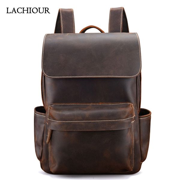 

кофе мужчины натуральной кожи латоп сумка мужской vintage crazy horse кожа путешествия рюкзак большой capcity функциональные сумки