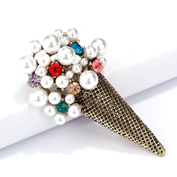 

flashbuy модного металл крем стразы эмаль брошь для женщин женского жемчужных украшений броши ювелирной мода украшения, Gray