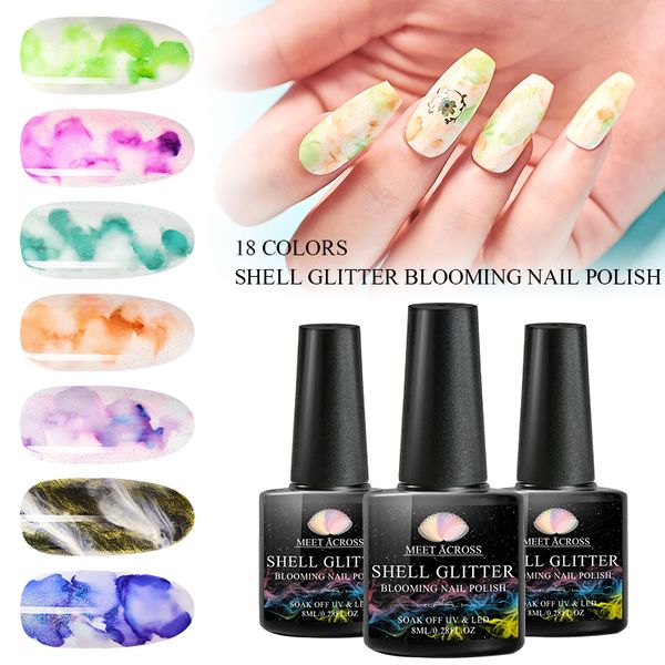 

meet across 8ml blooming nail polish gel gradient watercolor ink blue purple nail art gel polish varnish manicure design, Red;pink