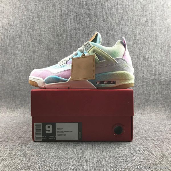 

2019 new arrival jumpman levi nrg 4 4s basketball shoes men multicolor rainbow denim jeans designer sports sneakers size 40-45 drop shipping
