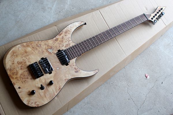 Factory Custom 6-saitige E-Gitarre mit Eschenkorpus und Wurzelmaser-Ahornfurnier, schwarze Hardware, individuelles Angebot