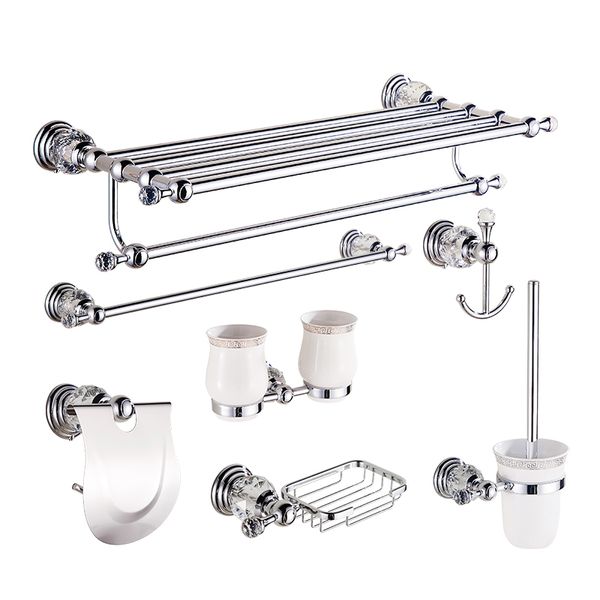 

european crystal towel rack set bathroom shelf chrome toilet brush holder wall mounted bathroom hardware accessories vanity set