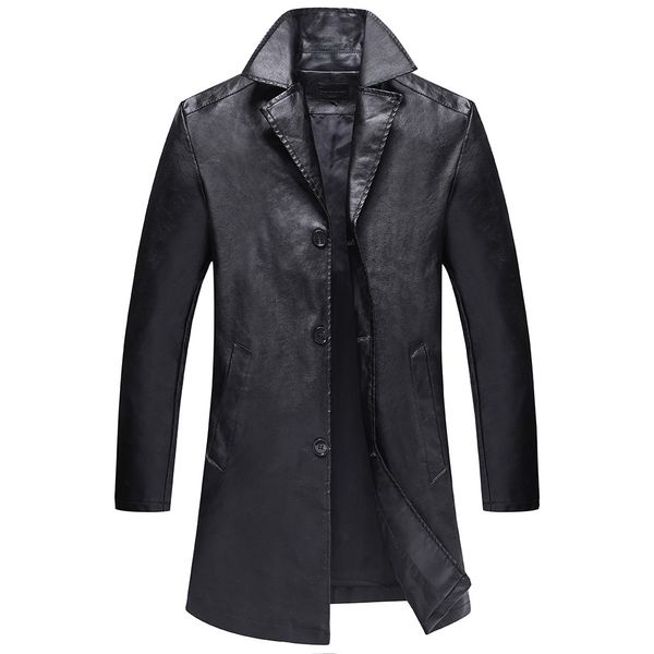 

men's new winter style large medium and long leather coats comfortable warm coatautumn winter boy jobs work trendy style dropshi, Black;brown