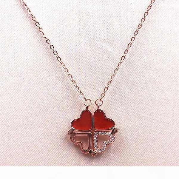 

clover ожерелье женщина s925 silver романтическая преобразованные четыре в одном heart-shaped висячих ключицы цепь