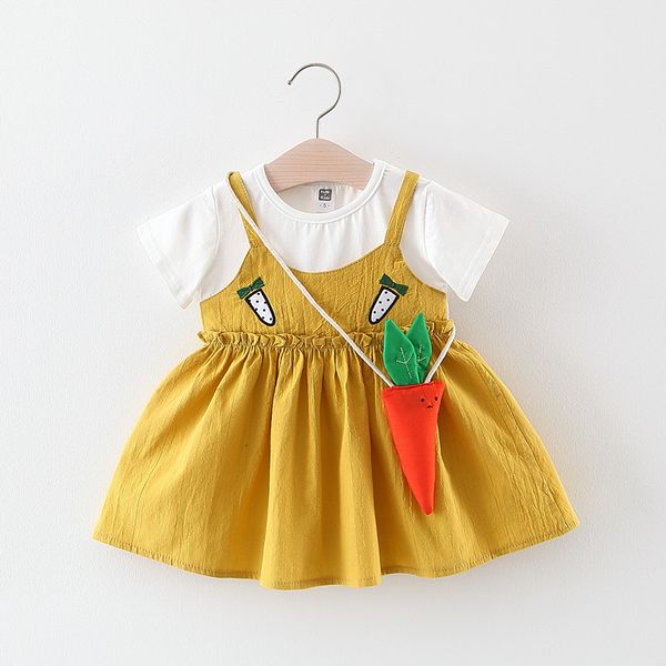 

girl's lovely carrot satchel girl dress in summer 2019, Red;yellow