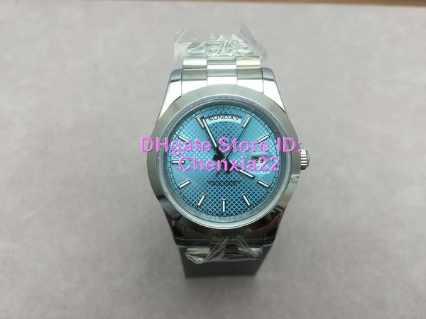 

мужчины часы синий циферблат с автоматическим заводом механические 2813 движение сапфировое стекло скрытая складная корона застежка 228206 м, Slivery;brown