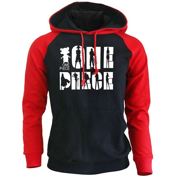 

casual hoody for men 2019 autumn winter fleece hoodies print anime one piece cartoon hip hop raglan sweatshirt harajuku, Black