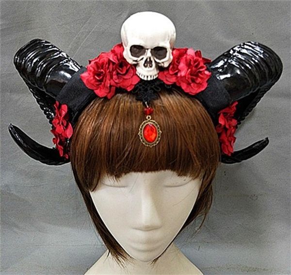 

demon horns headpiece devil floral horns headpieces halloween skull accessories with veil fancy dress hair accessories