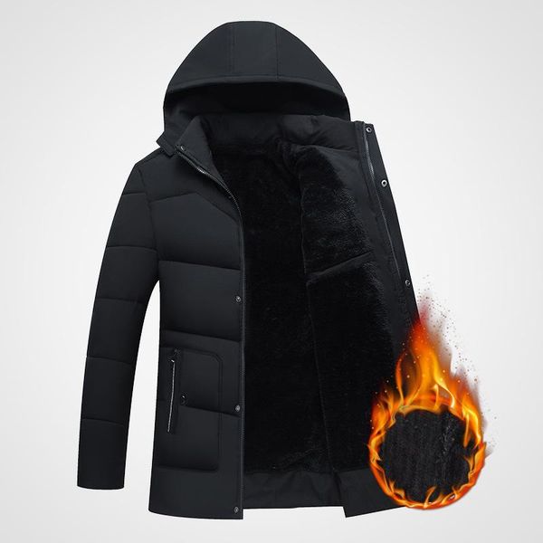 

новый бизнес досуг мужская шляпа хлопчатобумажная одежда 2018 года мужчины зимнее пальто, Black