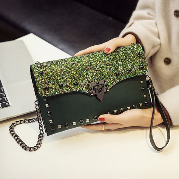 

2019 new luxury fashion women daily clutches evening bag female glitter sequins shoulder bag ladies small chain