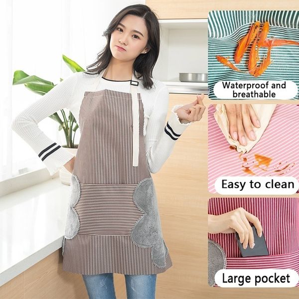 

household wipeable watrproof aprons kitchen cooking barbrcue restaurant women for fashion large pocket apron