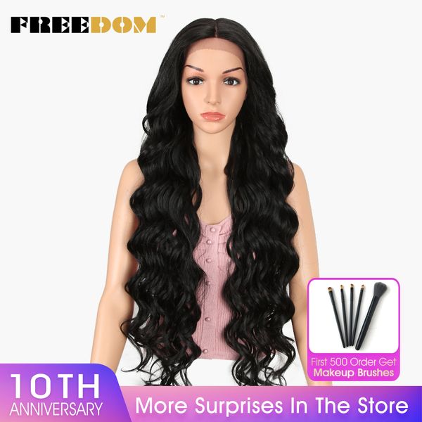 

om lace front wig synthetic 40 inch supper long natural hair for black women high temperature fiber breathable high quality