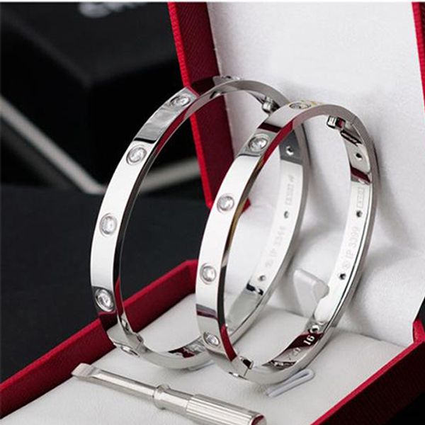 

высокое качество бренда титановая сталь не увядает любовь браслет серебро розовое золото браслет дамы мужская отвертка любители ювелирных из, Black