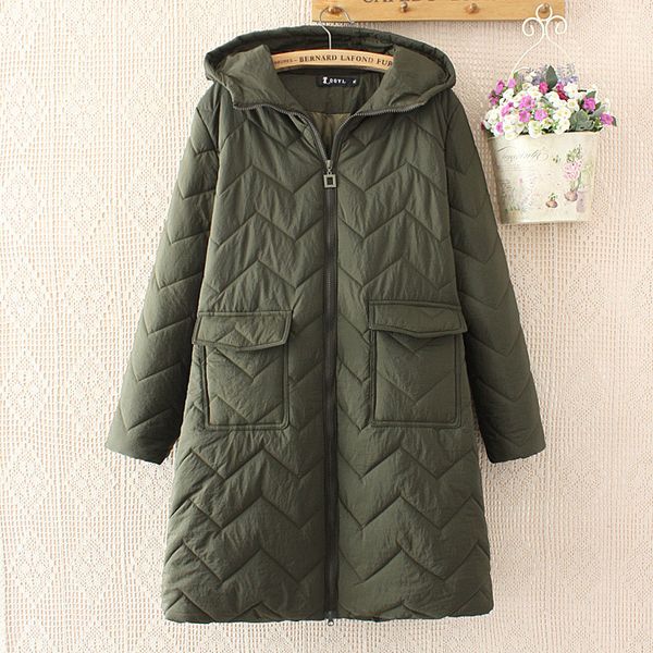 

2018 new autumn winter women's large size cotton clothes coat casual loose long section parkas jackets outerwear x263, Black
