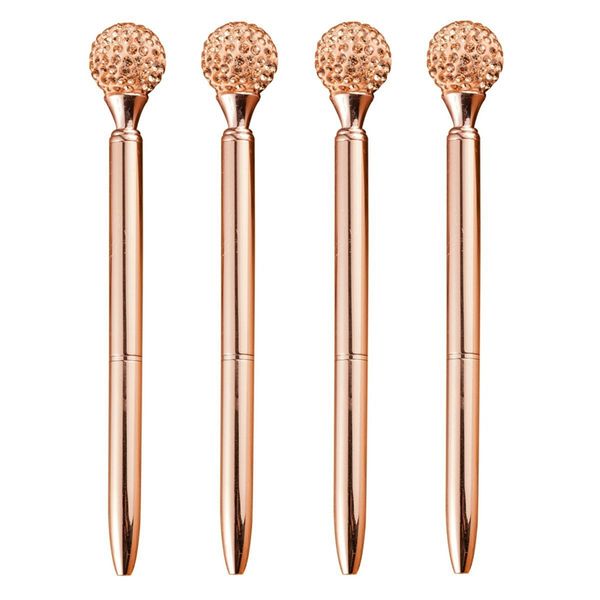 

rose gold pen cute bling fancy metal ballpoint pens rose gold office/school/desk supplies for women -black ink (pack of 4, Blue;orange